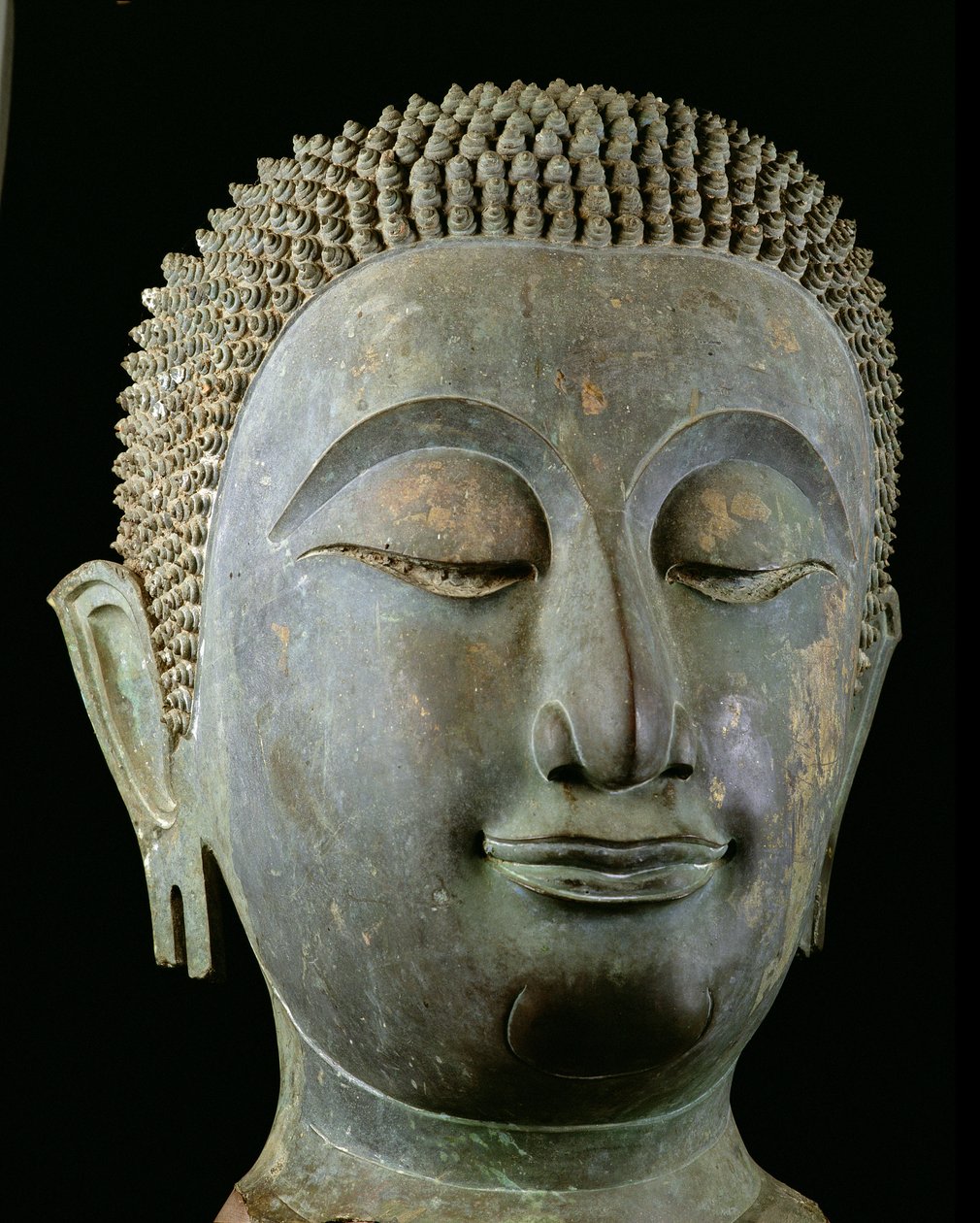 Hodet til en gigantisk Buddha (bronse) av Thai