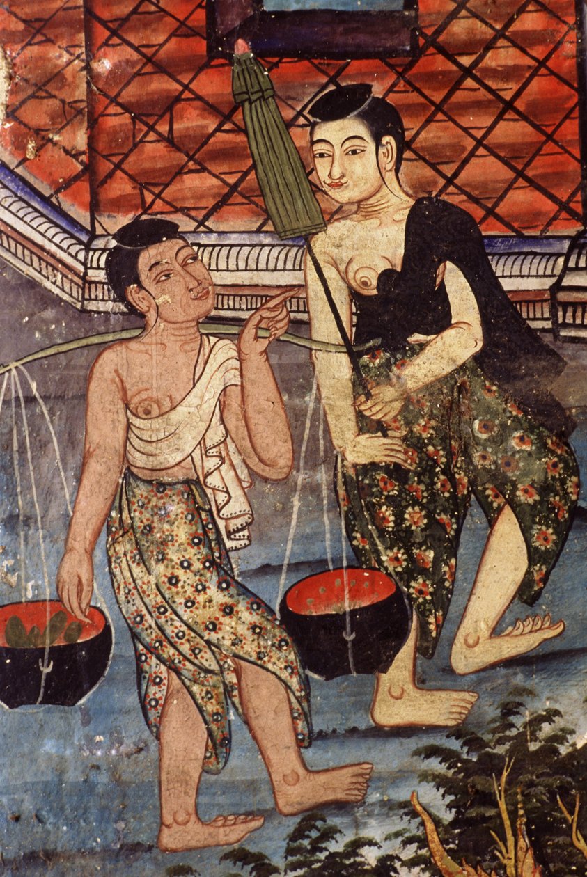 Thai kvinner (veggmaleri) av Thai School