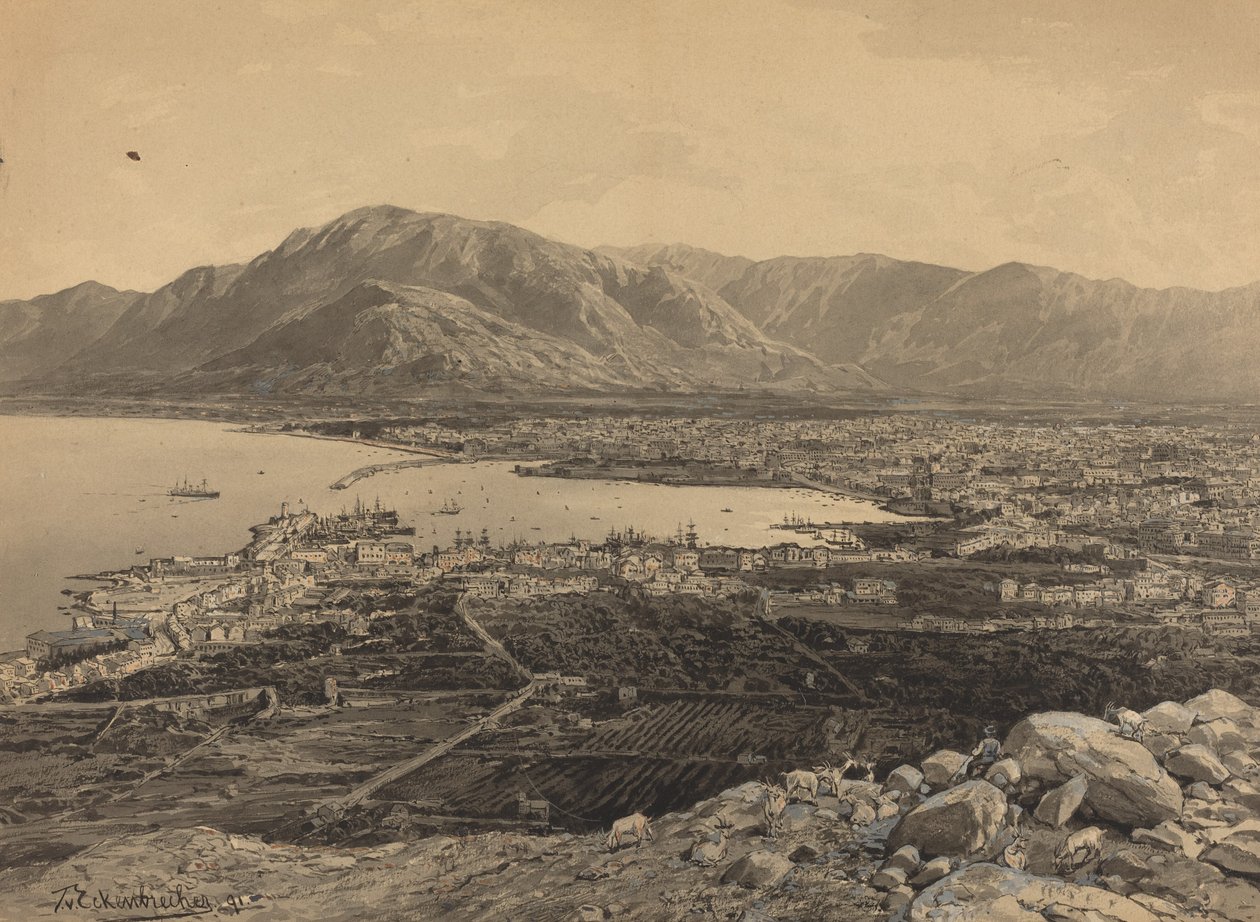Havnen i Pireus, 1891. av Themistocles von Eckenbrecher