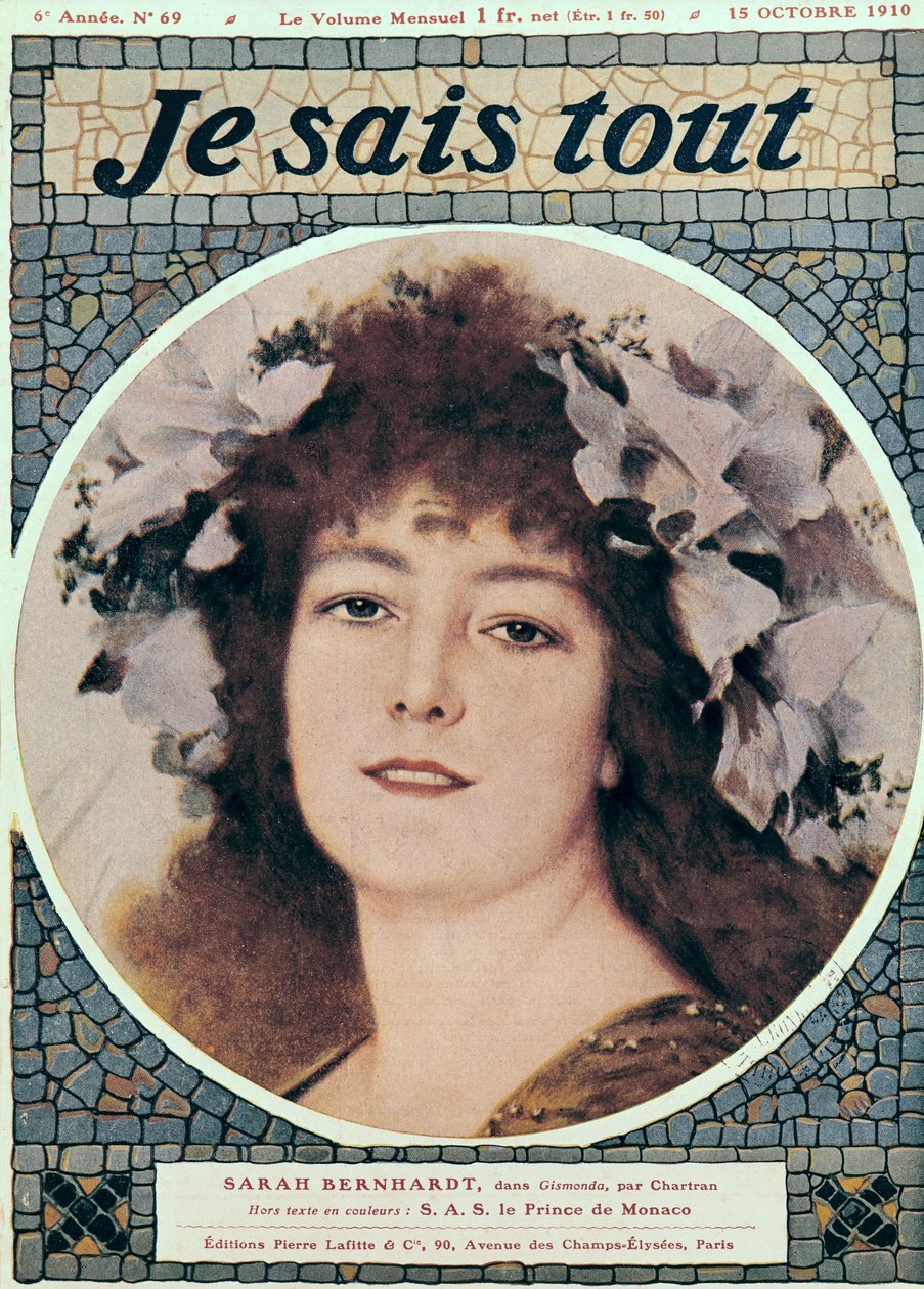 Sarah Bernhardt (1844-1923) i Gismonda av Victorien Sardou (1831-1908) forside av 