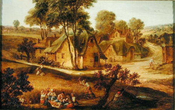 Landlig scene (olje) av Theobald Michau