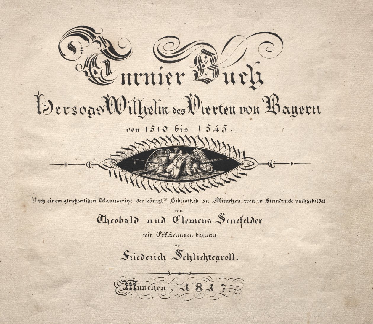 Bestill om turneringer: Tittelside av Theobald Senefelder