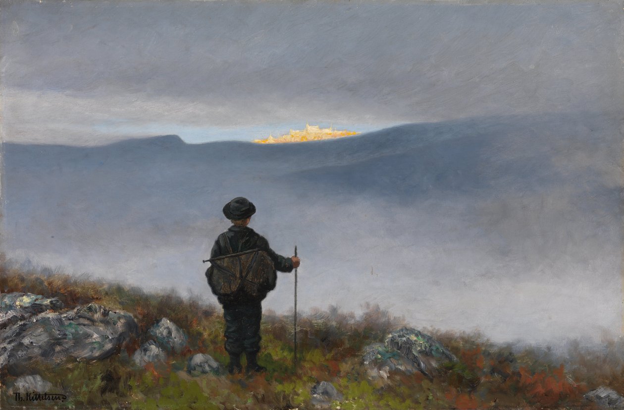 Langt, langt unna glitret Soria Moria Palace som gull av Theodor Kittelsen