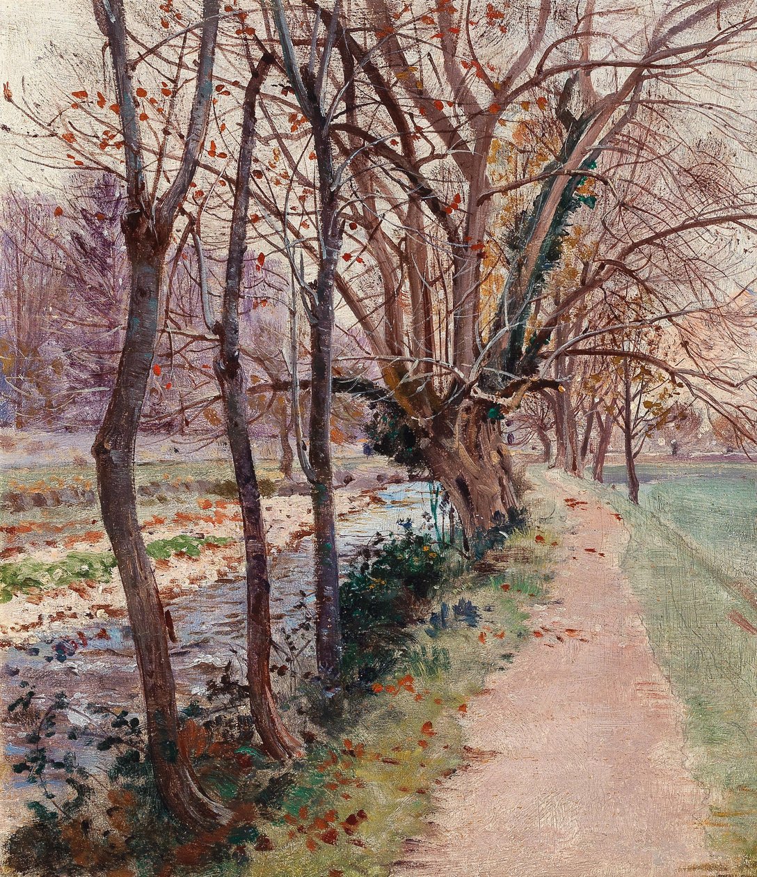 Allee am Bach Avenue of Trees by a Stream av Theodor von Hormann