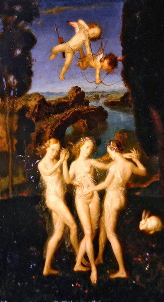 The Three Graces (olje på panel) av Theodor Baierl