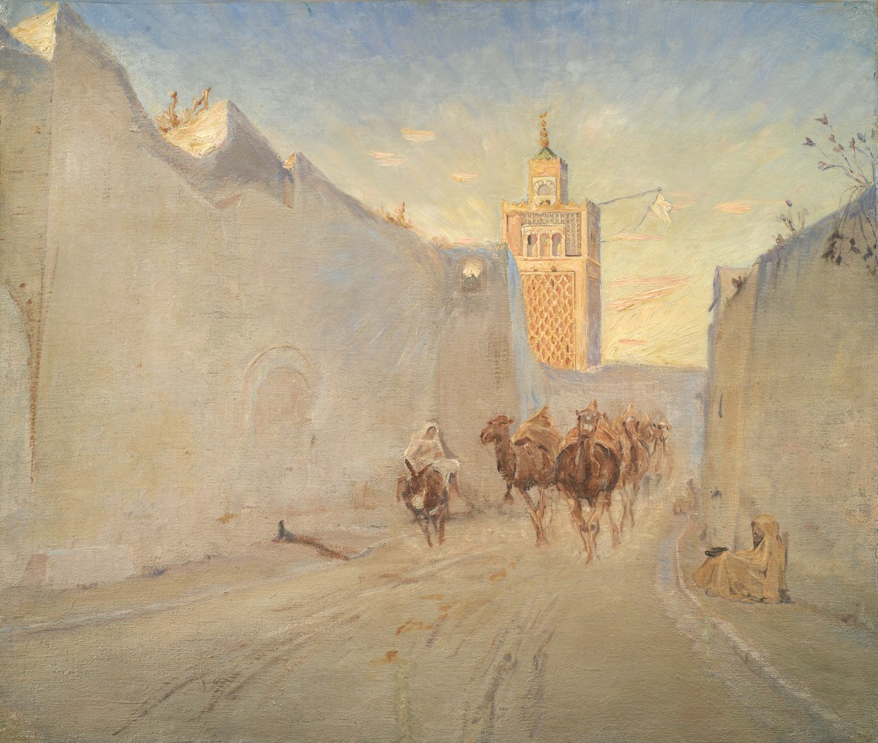 Kameler i en gate i Tunisia av Theodor Philipsen