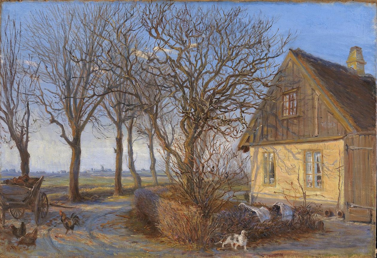 Utenfor et våningshus. Maglebylille av Theodor Philipsen