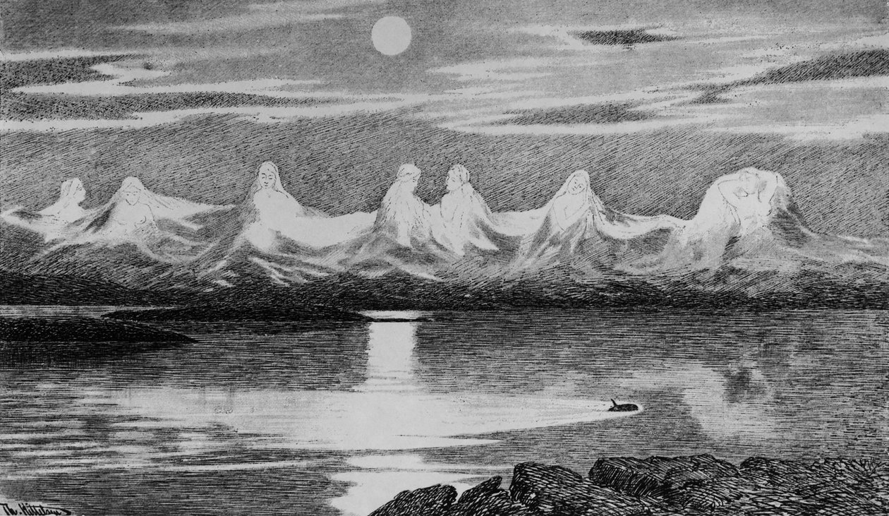 De syv søstre, ca. 1888 (litho) av Theodor Kittelsen