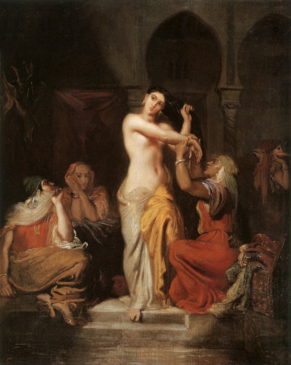Maurisk kvinne som forlater badet i Seraglio, 1854 olje på lerret av Théodore Chassériau