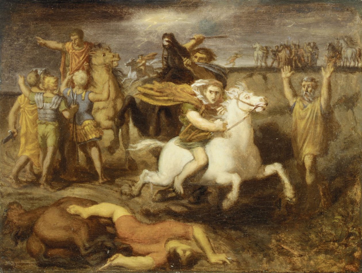 Gallieren Littavicus som forråder den romerske sak, flykter til Gergovie for å støtte Vercingetorix, ca. 1838-40 av Théodore Chassériau