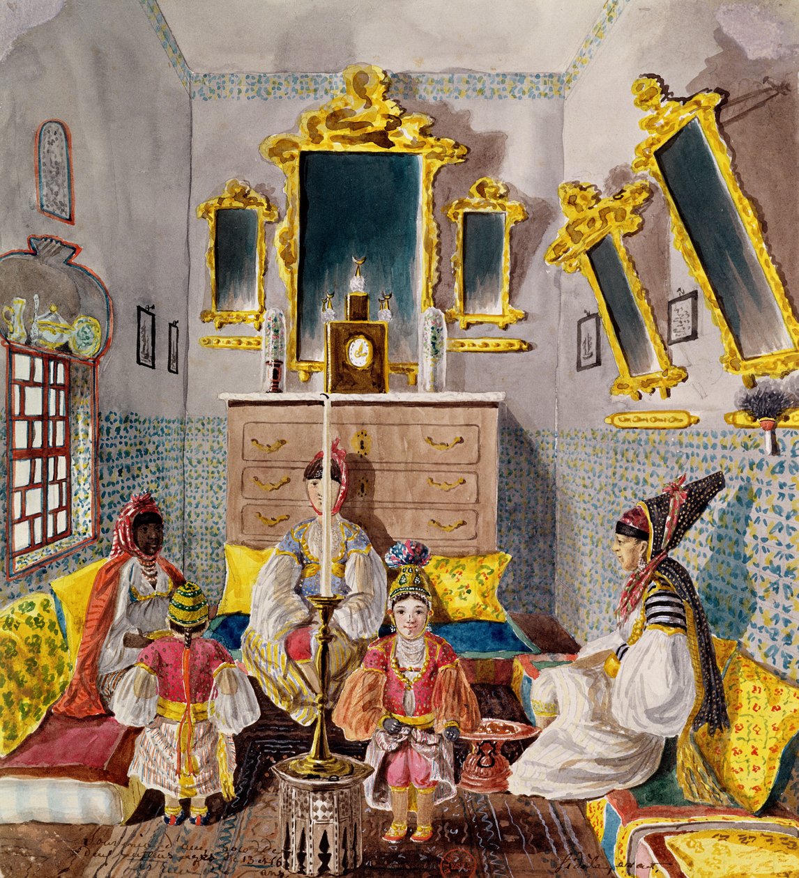 Algerisk interiør, ca. 1835 av Theodore Leblanc