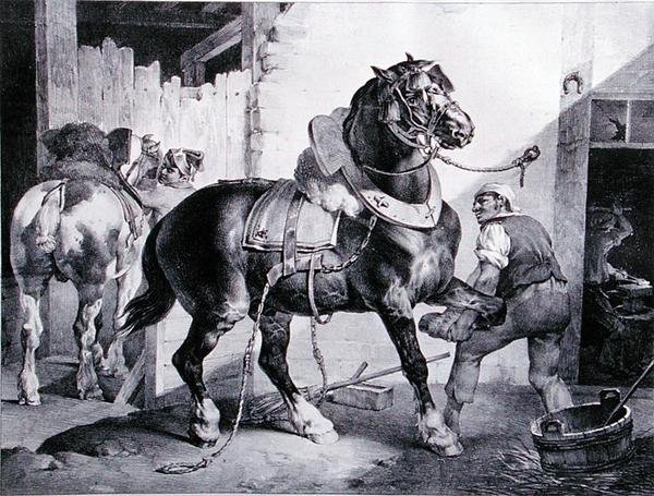 The Forge (litho) av Theodore (after) Gericault