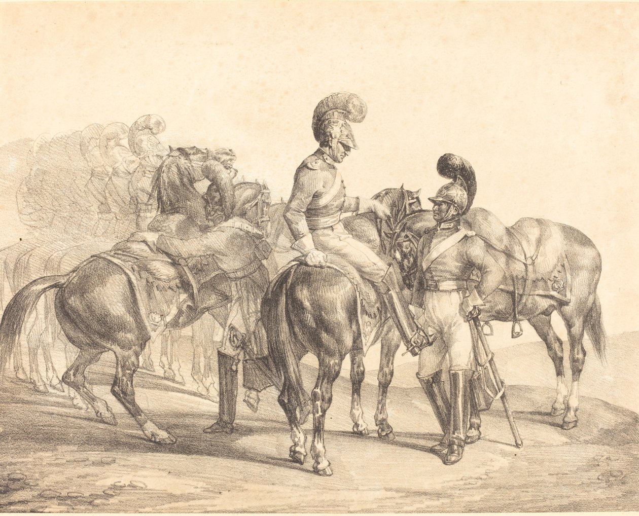 Et parti av livgarder av Theodore Gericault