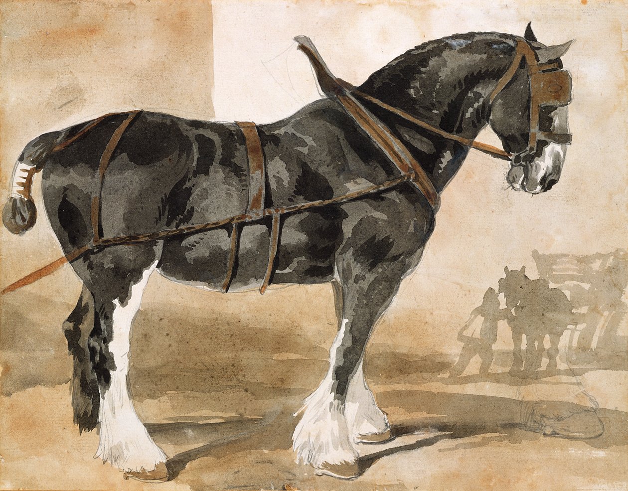 Selet svart hest av Theodore Gericault