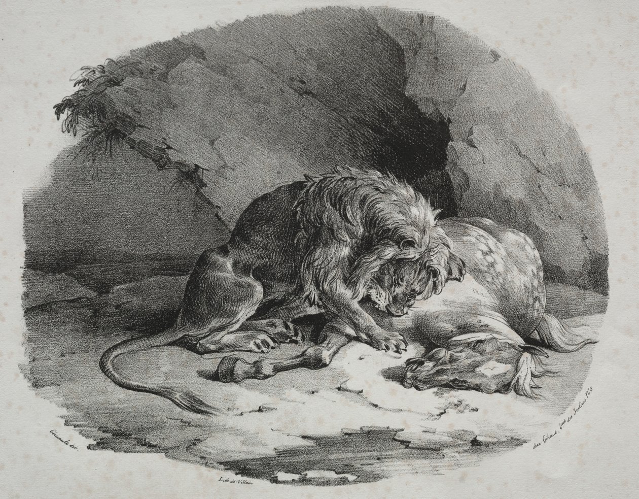 Hest fortært av en løve av Theodore Gericault