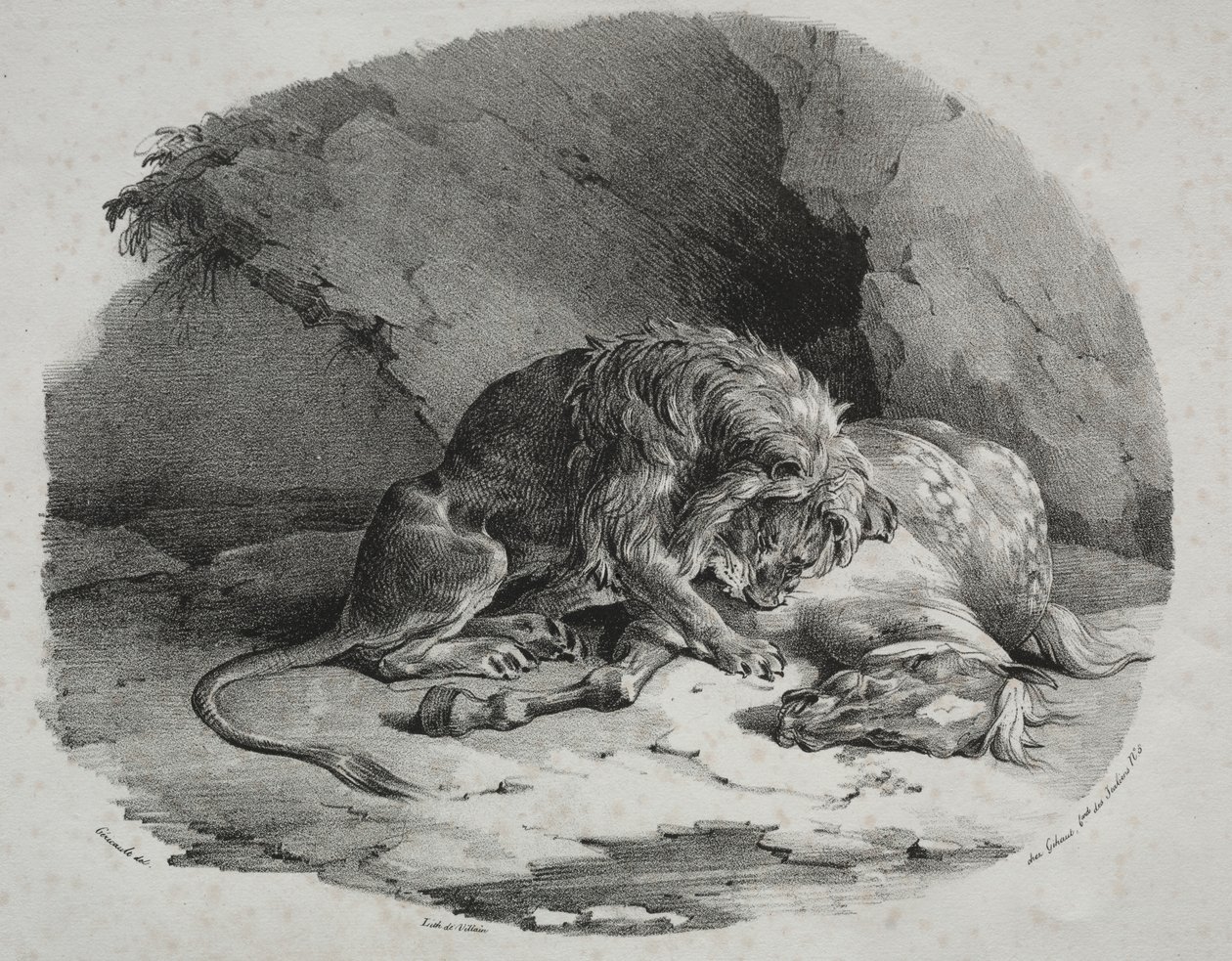 Hest fortært av en løve av Theodore Gericault