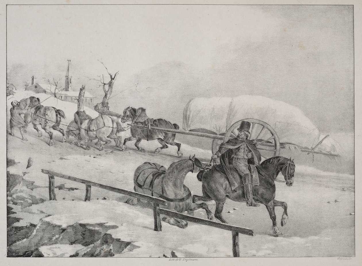 Vogner som klatrer en bakke av Theodore Gericault