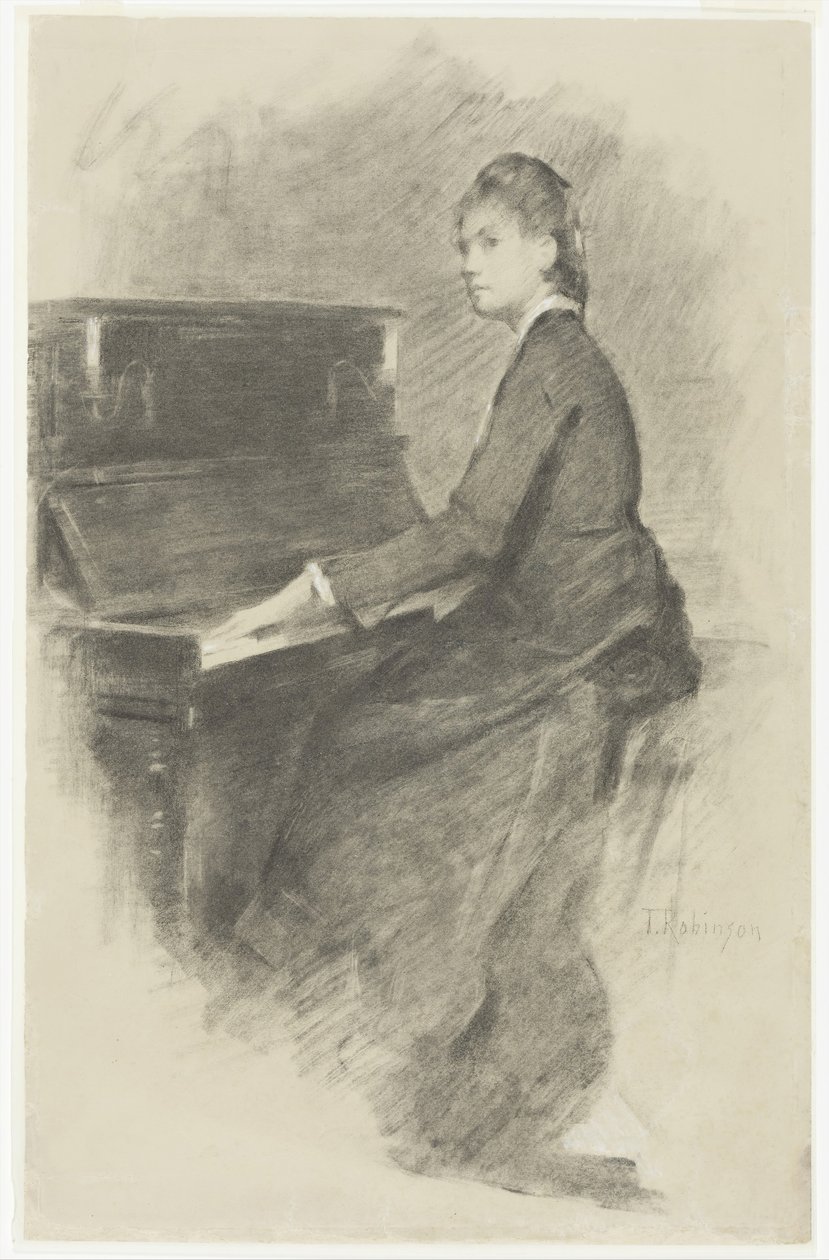 Ved pianoet, ca. 1887. av Theodore Robinson