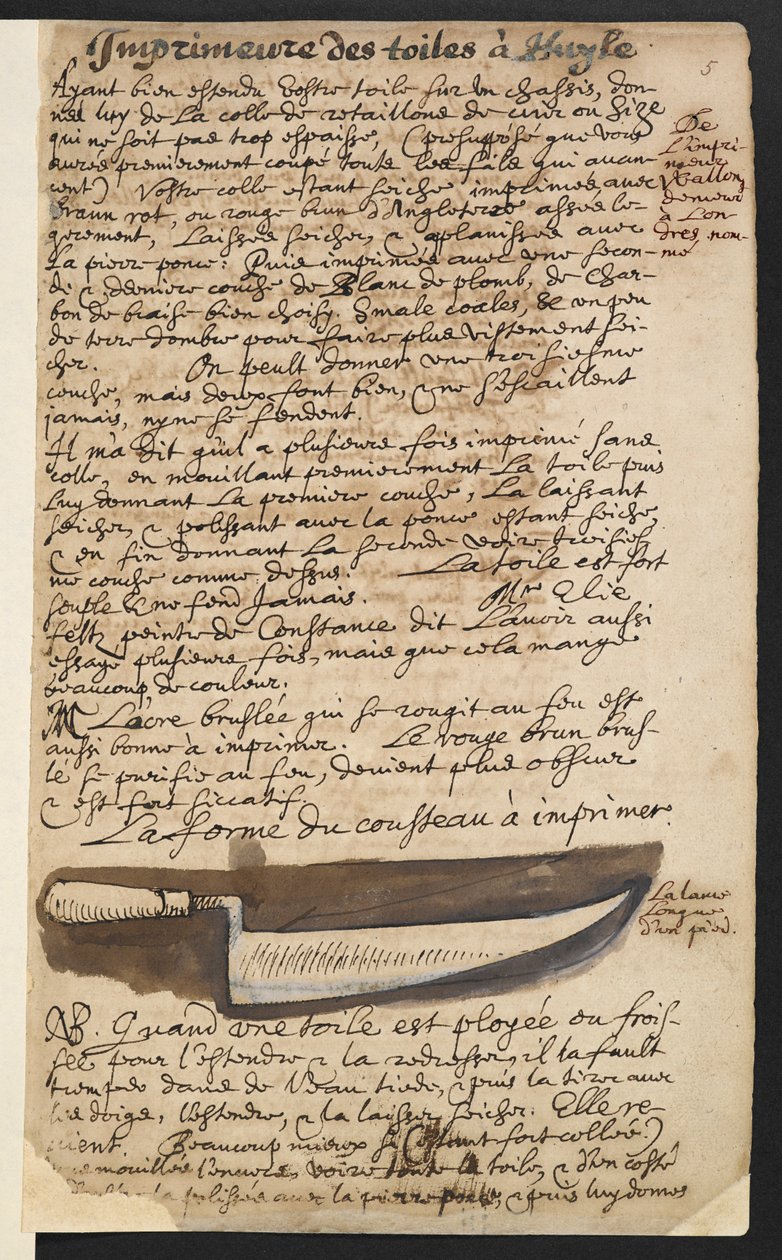 Grunningskniv (illustrasjon) av Theodore Turquet de Mayerne