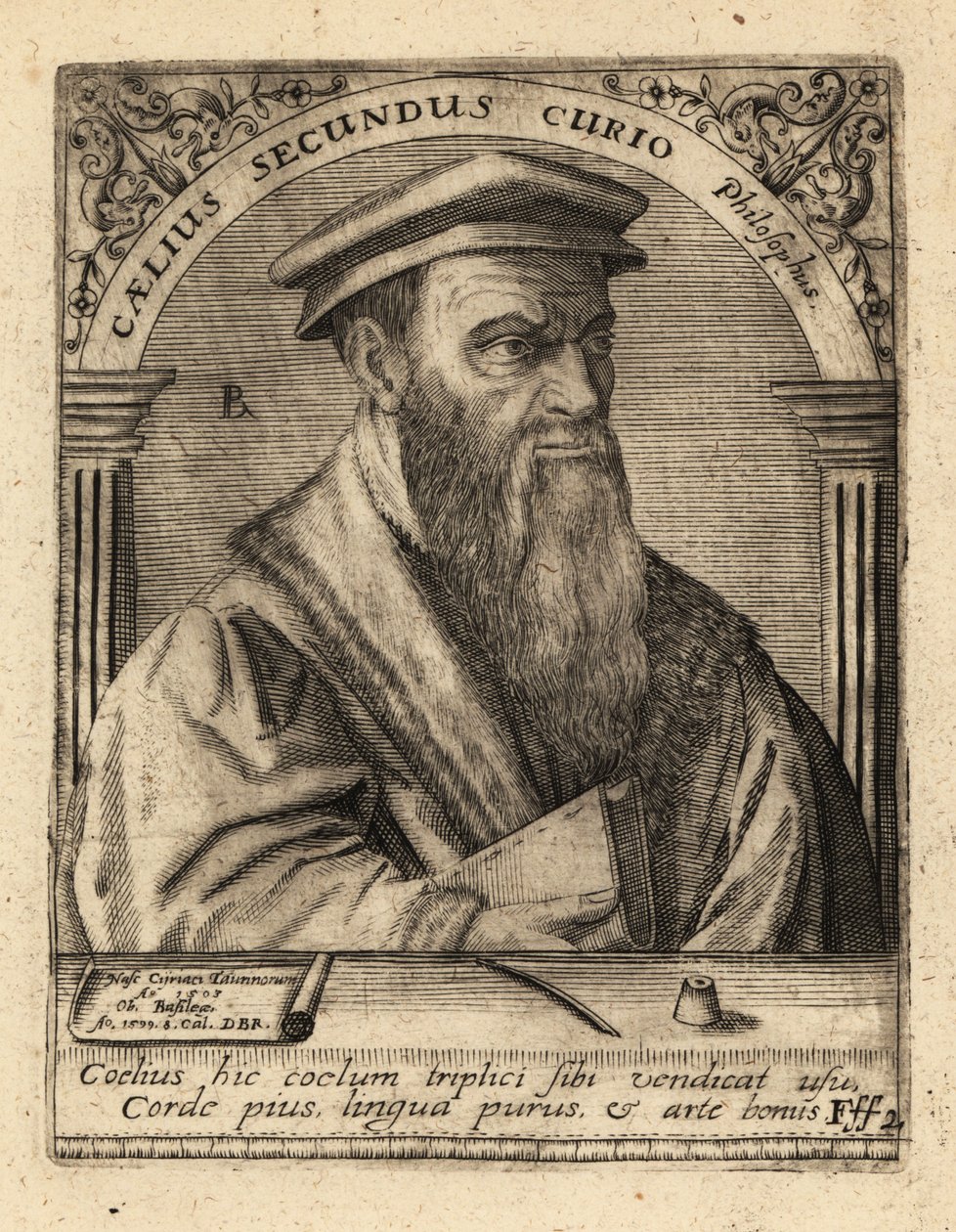 Caelius Secondo Curione , italiensk humanist. av Theodore de Bry