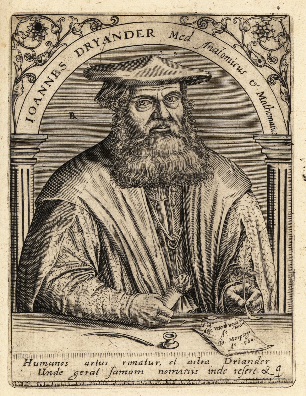 Johann Dryander, tysk anatom av Theodore de Bry