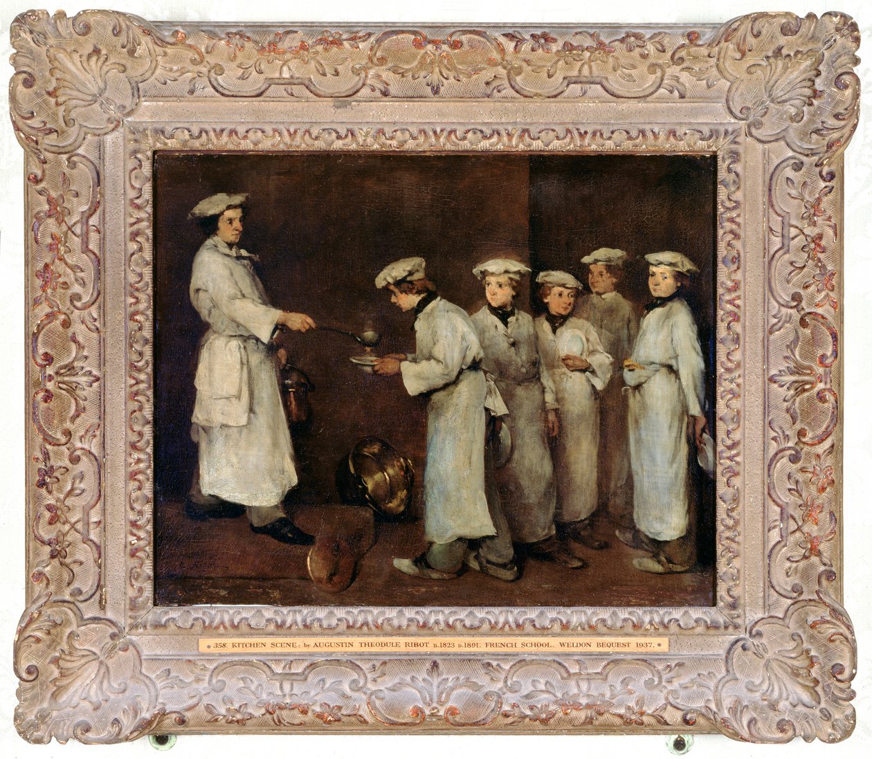Kjøkkenscene, tidlig på 1860-tallet av Theodule Ribot