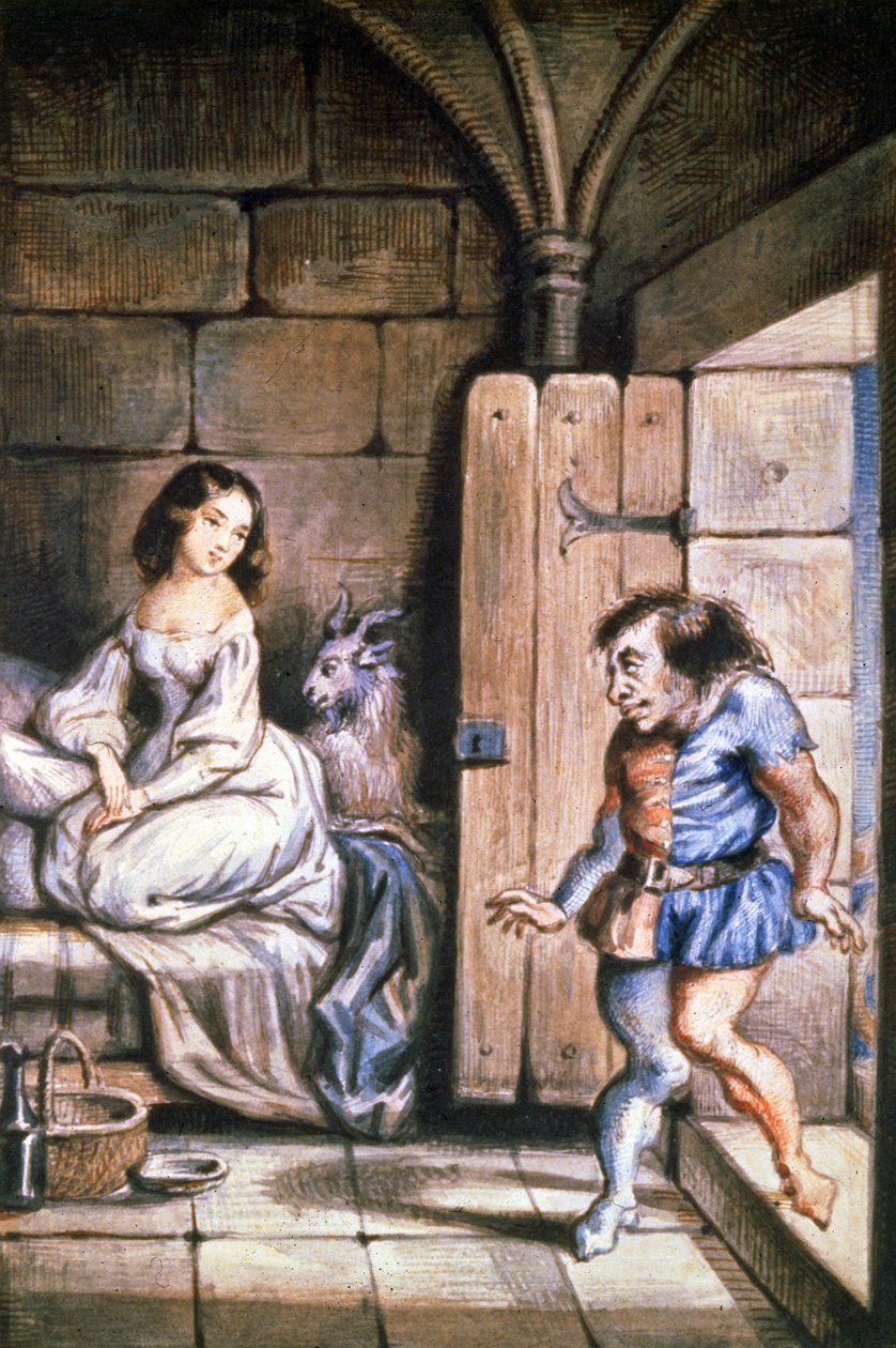 Esmeralda og Quasimodo, ca. 1831-1835 (illustrasjon) av Theophile (after) Gautier