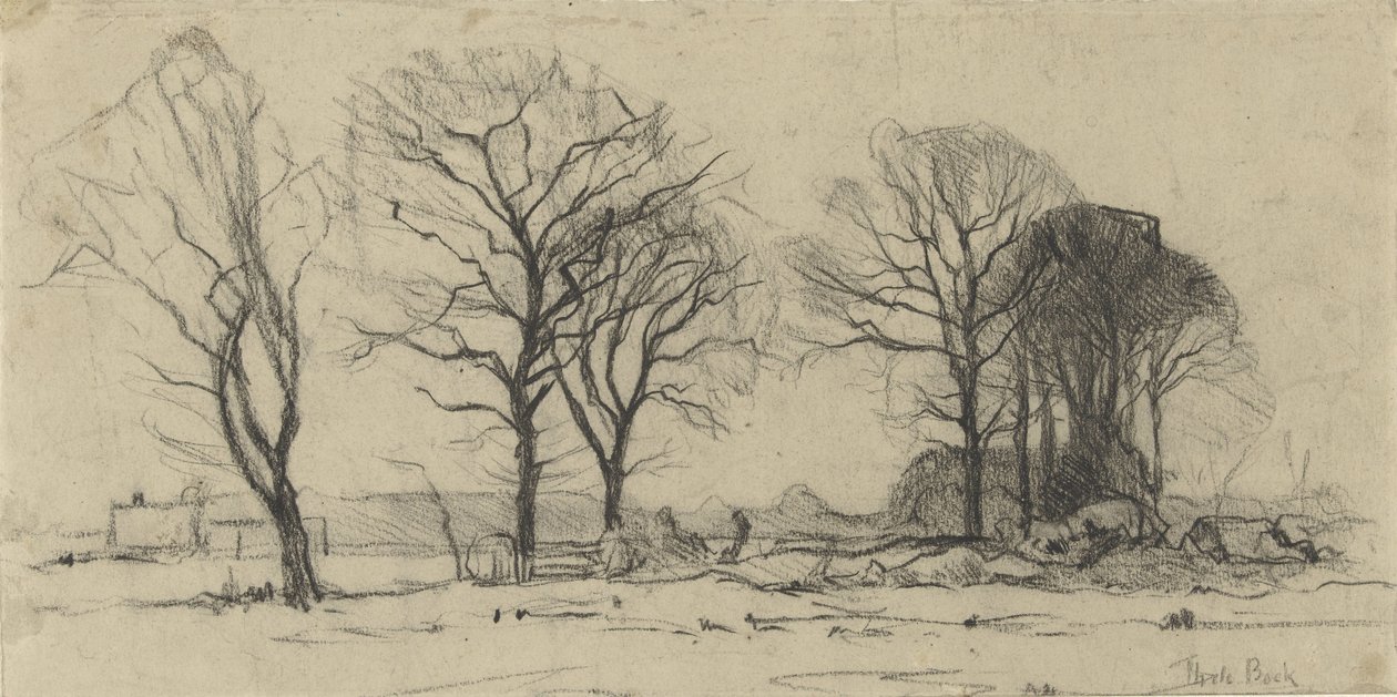 Landskap med trær av Theophile de Bock