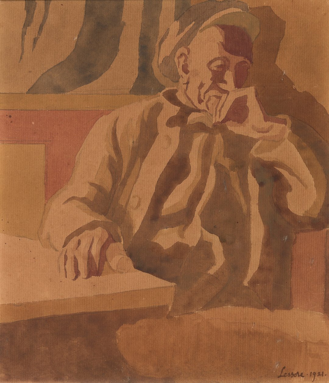 The Thinker, 1921 (wc på papir) av Therese Lessore