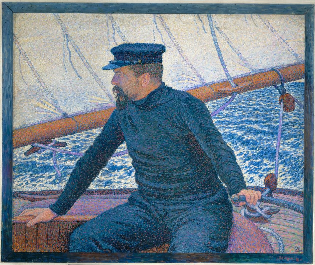 Signac på båten sin av Théo van Rysselberghe