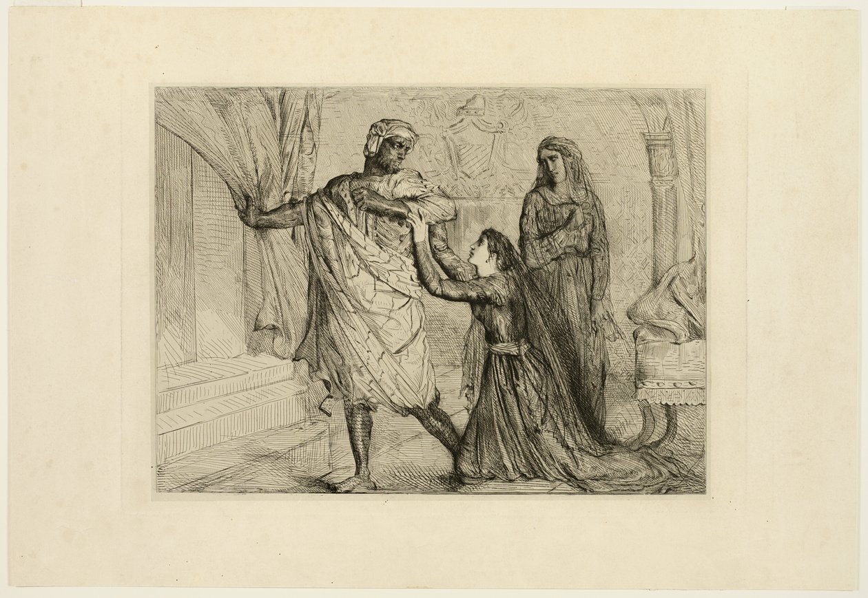 Bort!, tallerken syv fra Othello av Théodore Chassériau