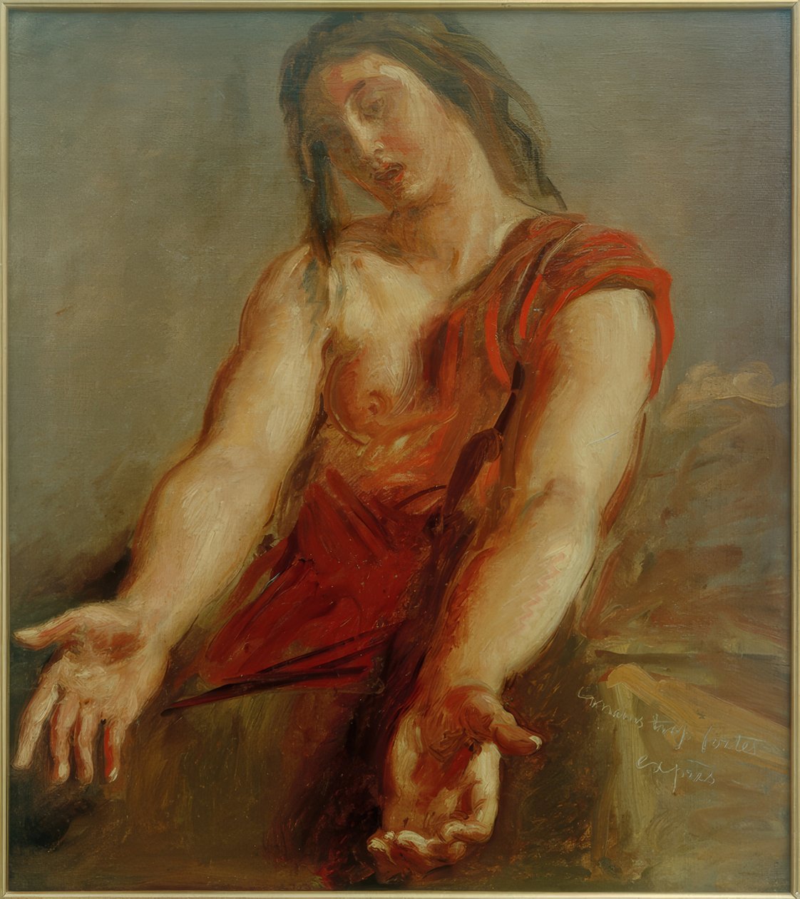 Bedende kvinne (studie) av Théodore Chassériau
