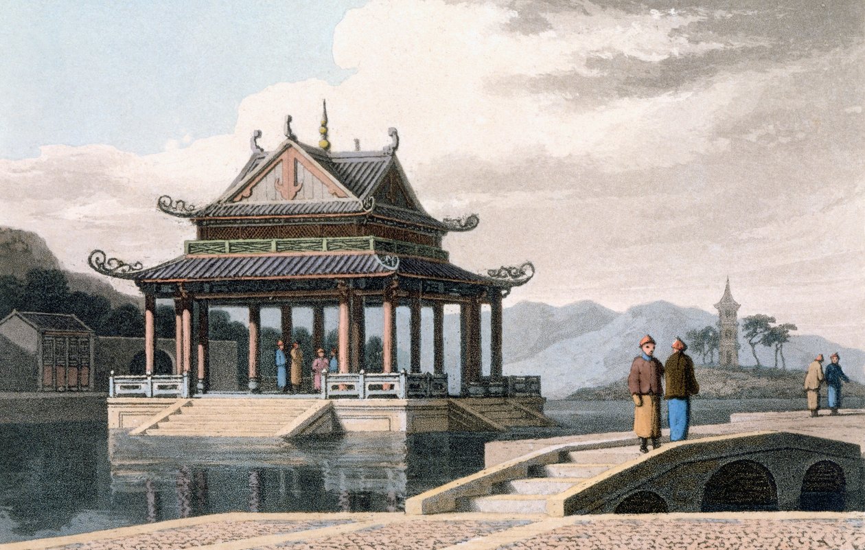 Kinesisk paviljong, 1810 (farget akvatint) av Thomas und William Daniell