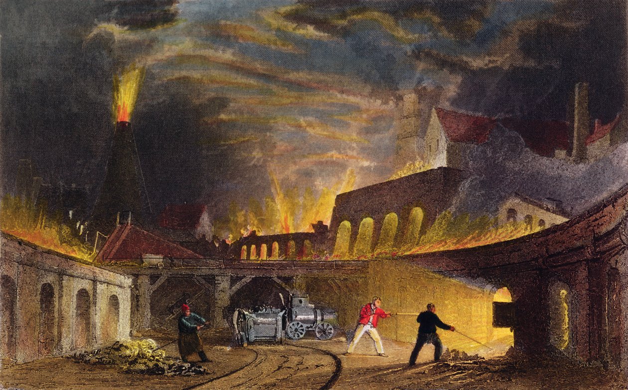 Lymington Iron Works on the Tyne, 1835 av Thomas Allom