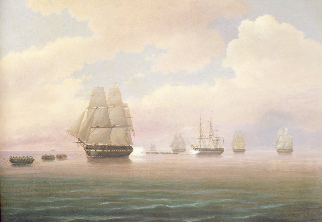Escape of the U.S. Fregate Constitution, 1838 av Thomas Birch