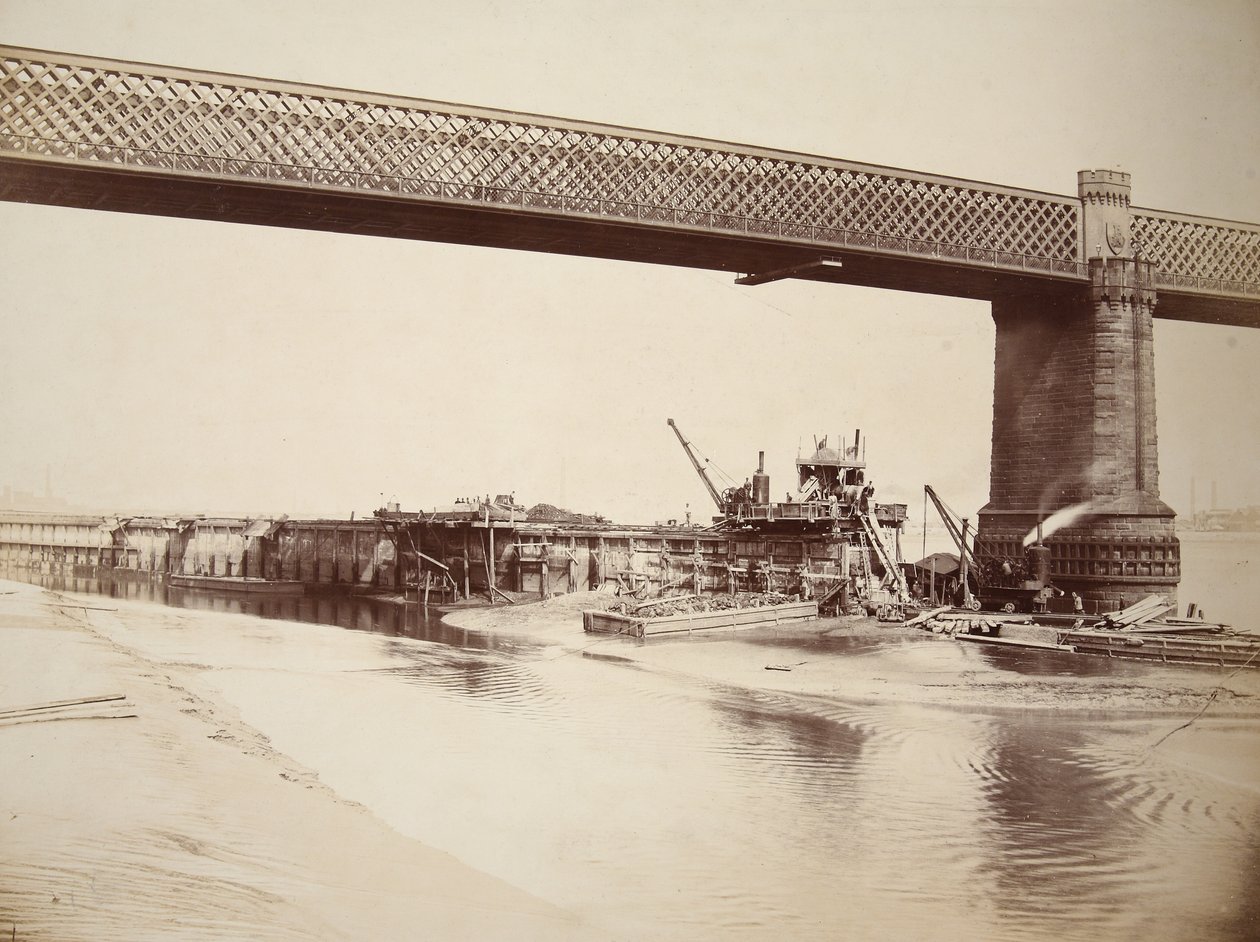 Runcorn Bridge, lager betongvegg (sepia-bilde) av Thomas Birtles