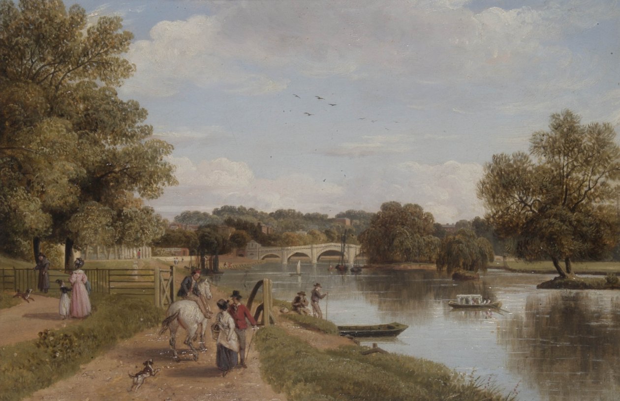 Richmond Bridge fra towing Path, Surrey av Thomas Christopher Hofland