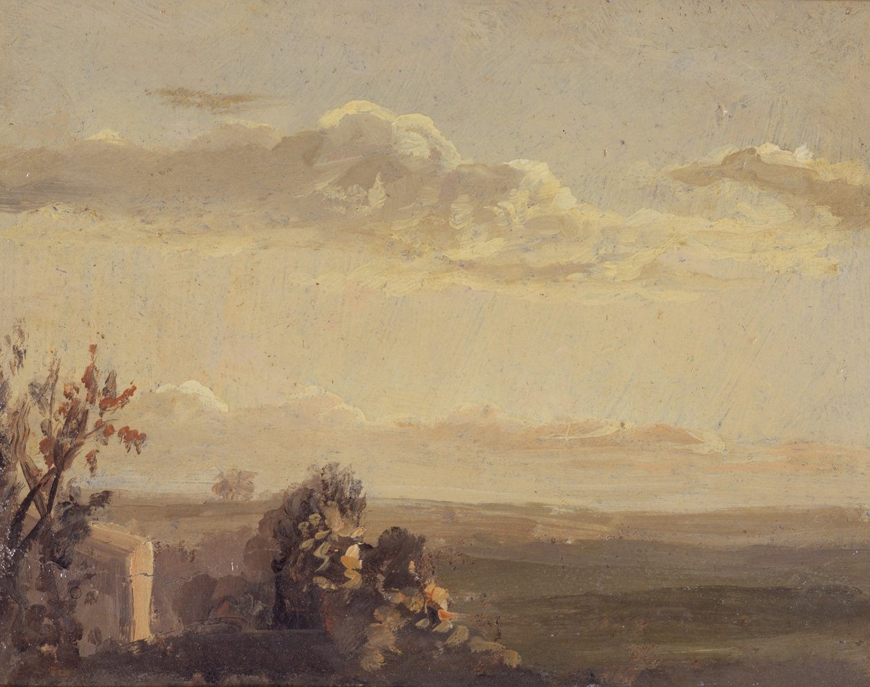 En landskapsstudie (verso av 261371) av Thomas Churchyard