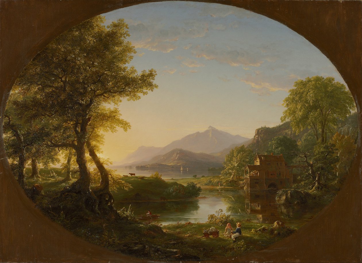 The Mill, Sunset av Thomas Cole