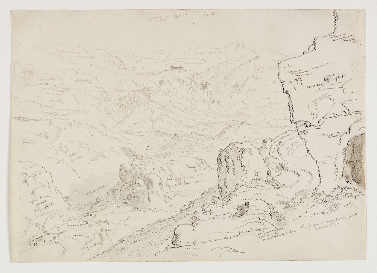 The Vale and Temple of Segesta, Sicilia, 1842 (penn og blekk med vask over blyant på papir) av Thomas Cole