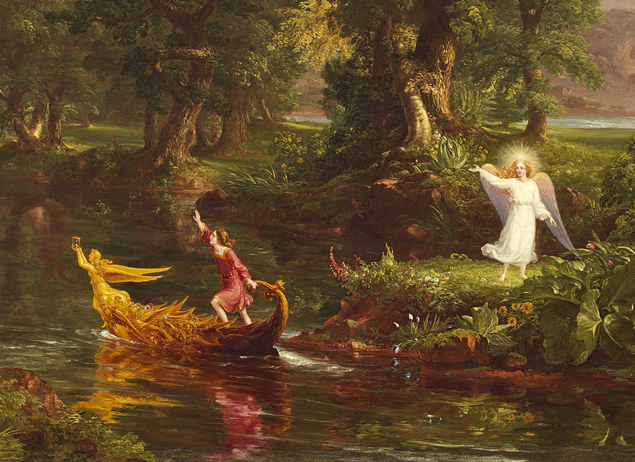 The Voyage of Life: Youth (detalj) 1842 av Thomas Cole