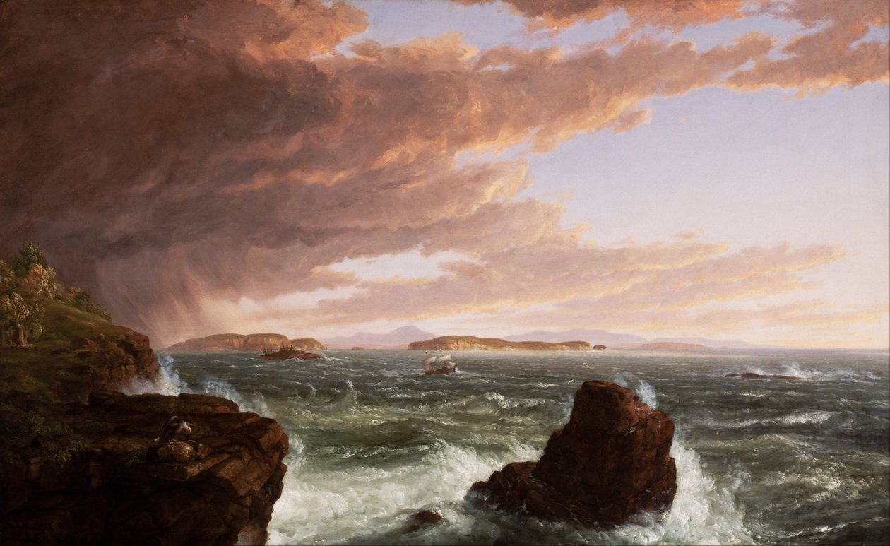 Utsikt over Frenchmans Bay fra Mount Desert Island, After a Squall av Thomas Cole