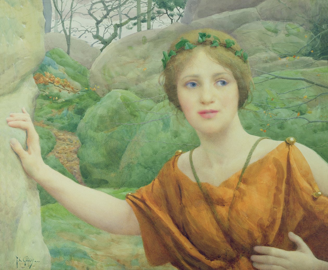 Nymfen nå igjen, hun flyr unna av Thomas Cooper Gotch