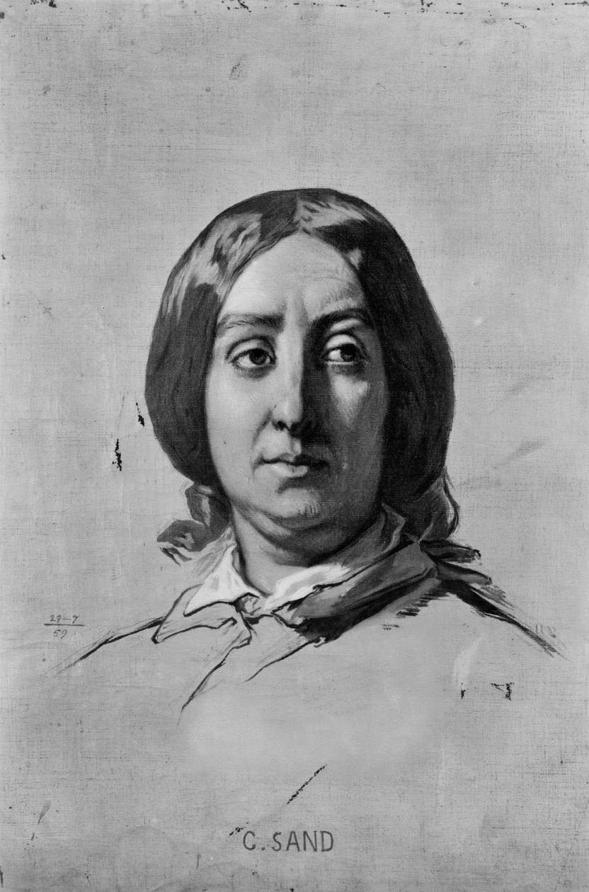 Portrett av George Sand (1804-76) av Thomas Couture