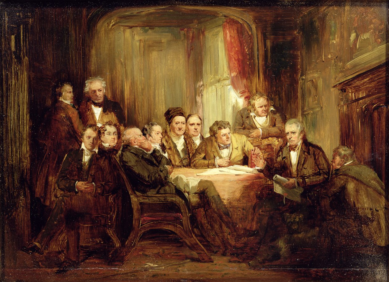 Sir Walter Scott og hans litterære venner på Abbotsford av Thomas Faed