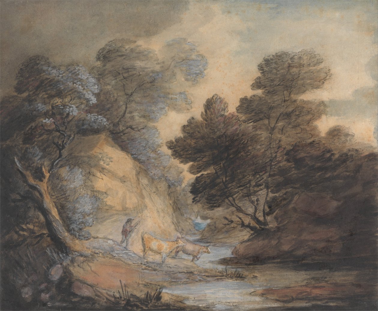Storfe vanning ved en bekk av Thomas Gainsborough