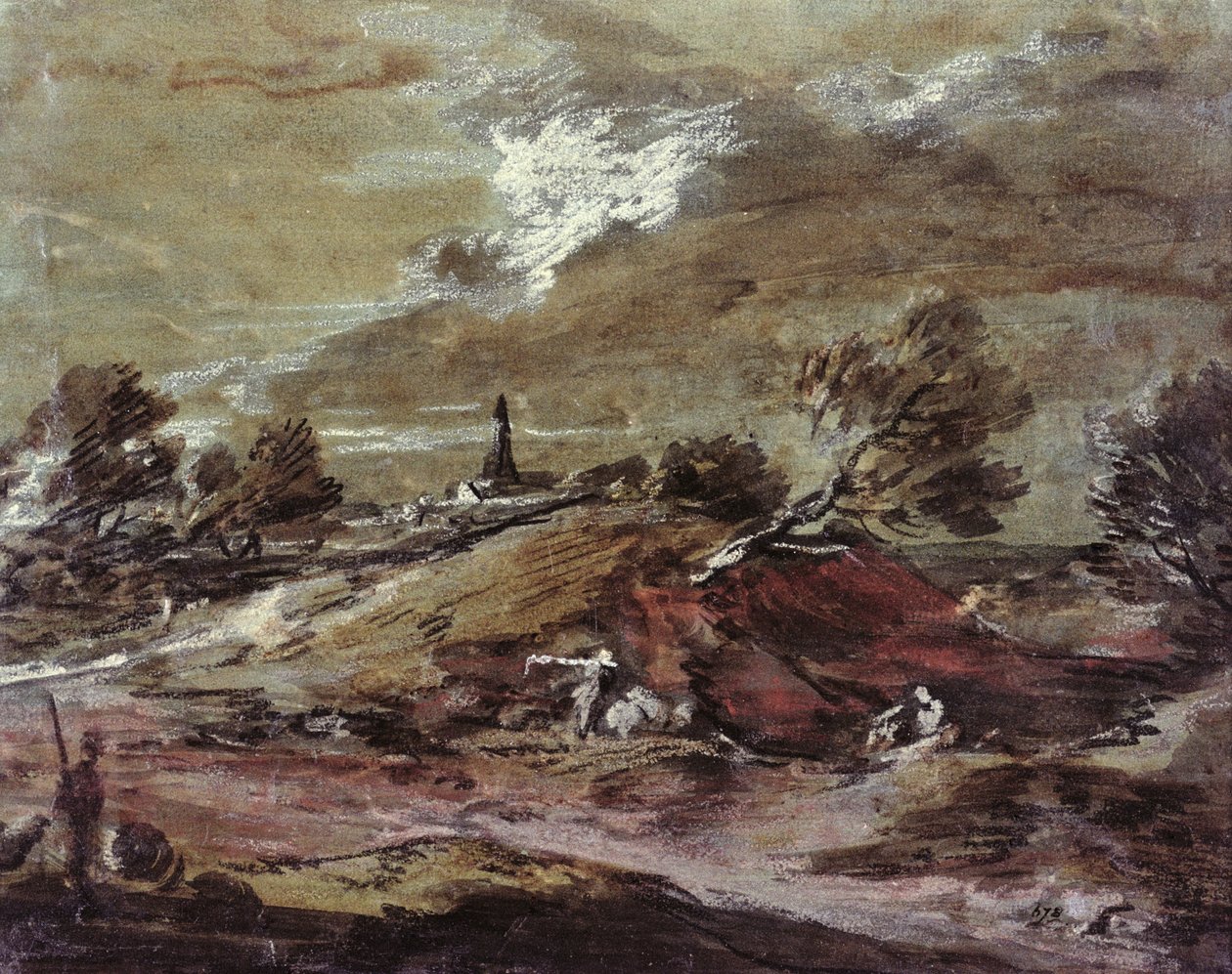 Landskap: Stormeffekt, 1700-tallet (akvarell) av Thomas Gainsborough