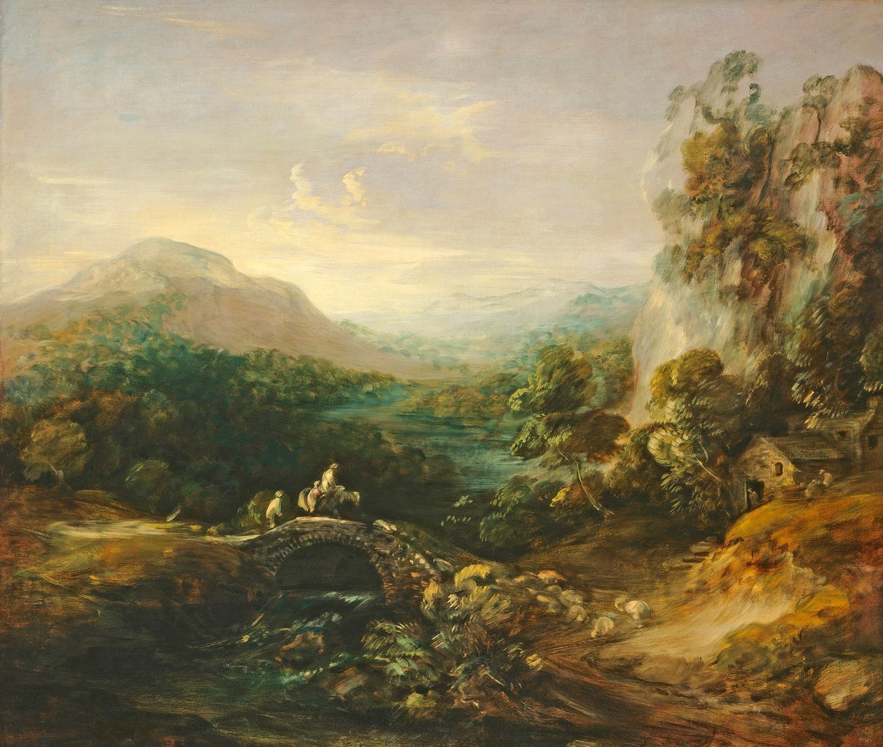 Fjelllandskap med bro, ca.1783-1784 av Thomas Gainsborough