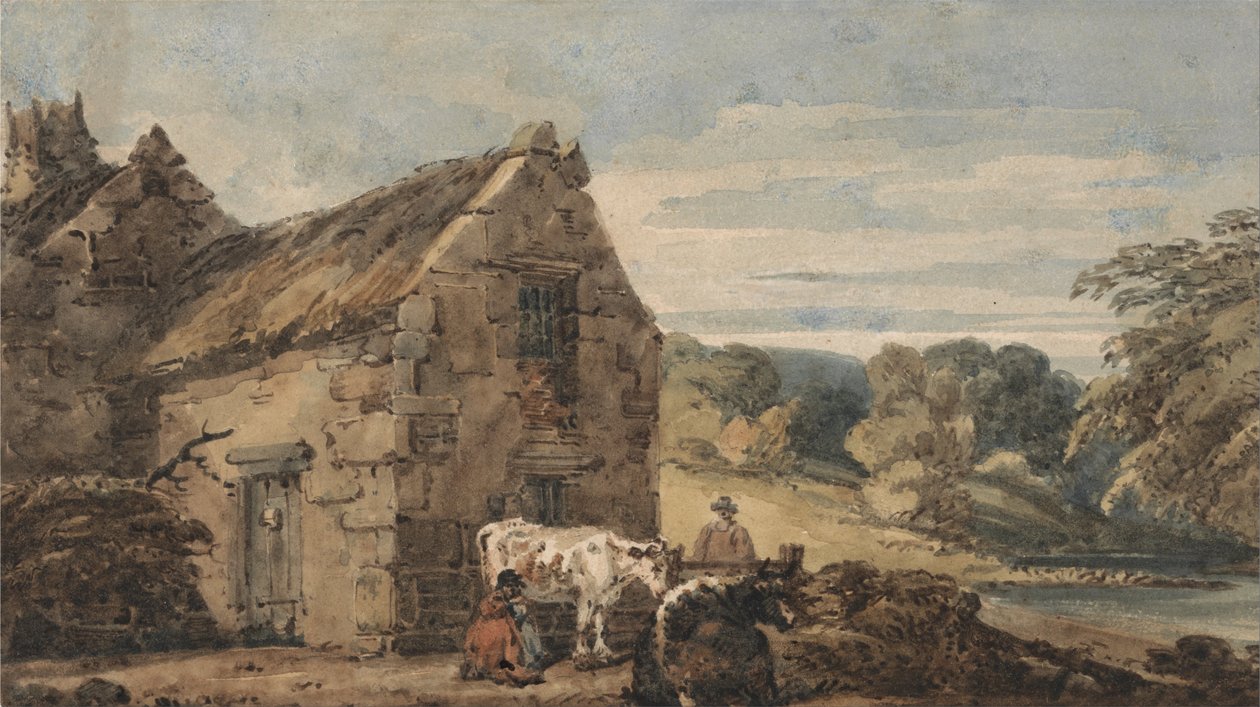 Hytte nær Newcastle, Northumberland av Thomas Girtin