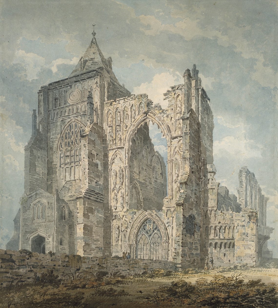 Crowland Abbey, Lincolnshire, 1793-94 (wc over blyant på papir) av Thomas Girtin